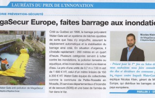 Article du journal du salon des maires sur les protection anti inondation water gate